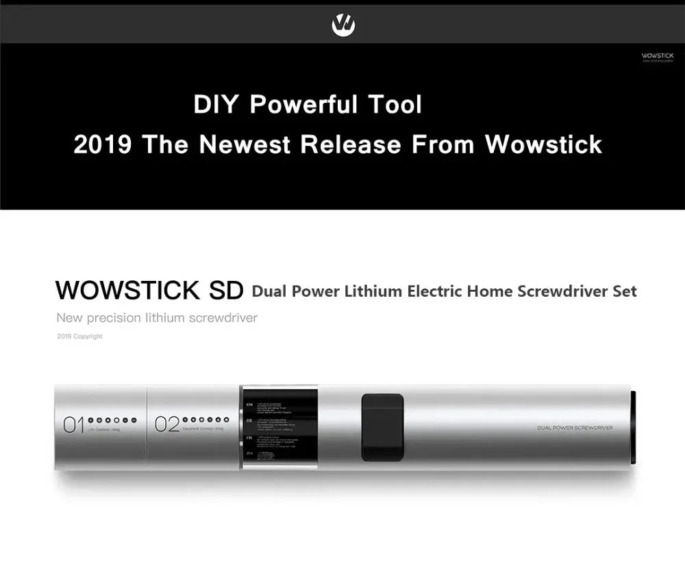 Wowstick 12 in 1 Dual Power Lithium Electric Screwdriver 3LED Lights Rechargeable Screw Driver Kit Magnetic Suction One Button