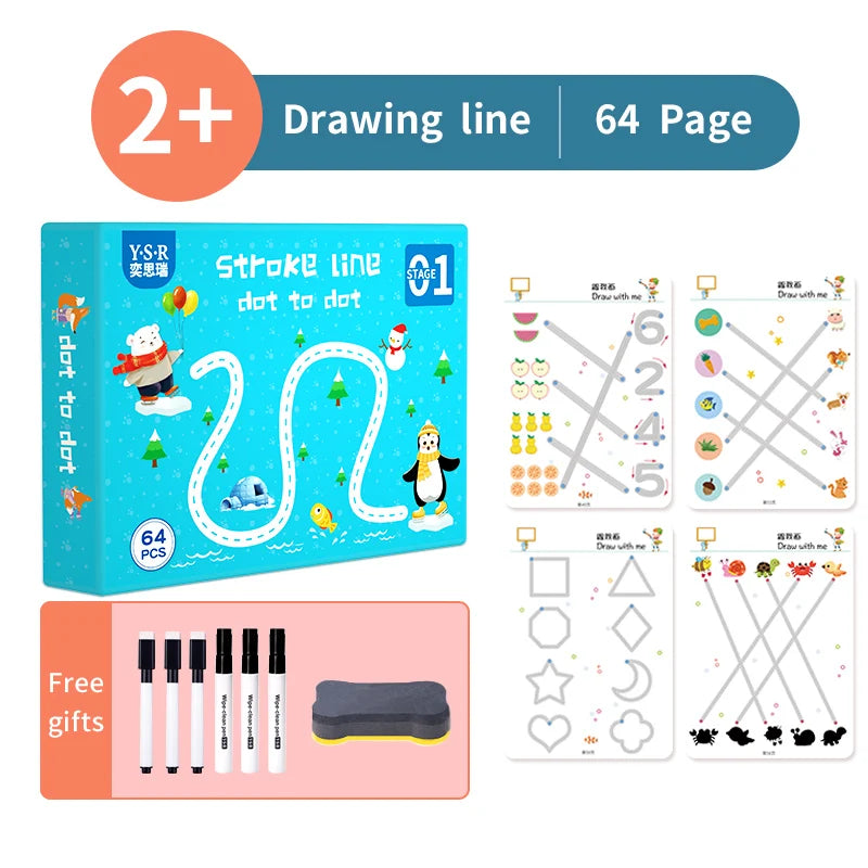 Tracing Trails Workbook for Kids Handwriting Activity Kit With Tracing Dry Erase Activity Boards and Crayon