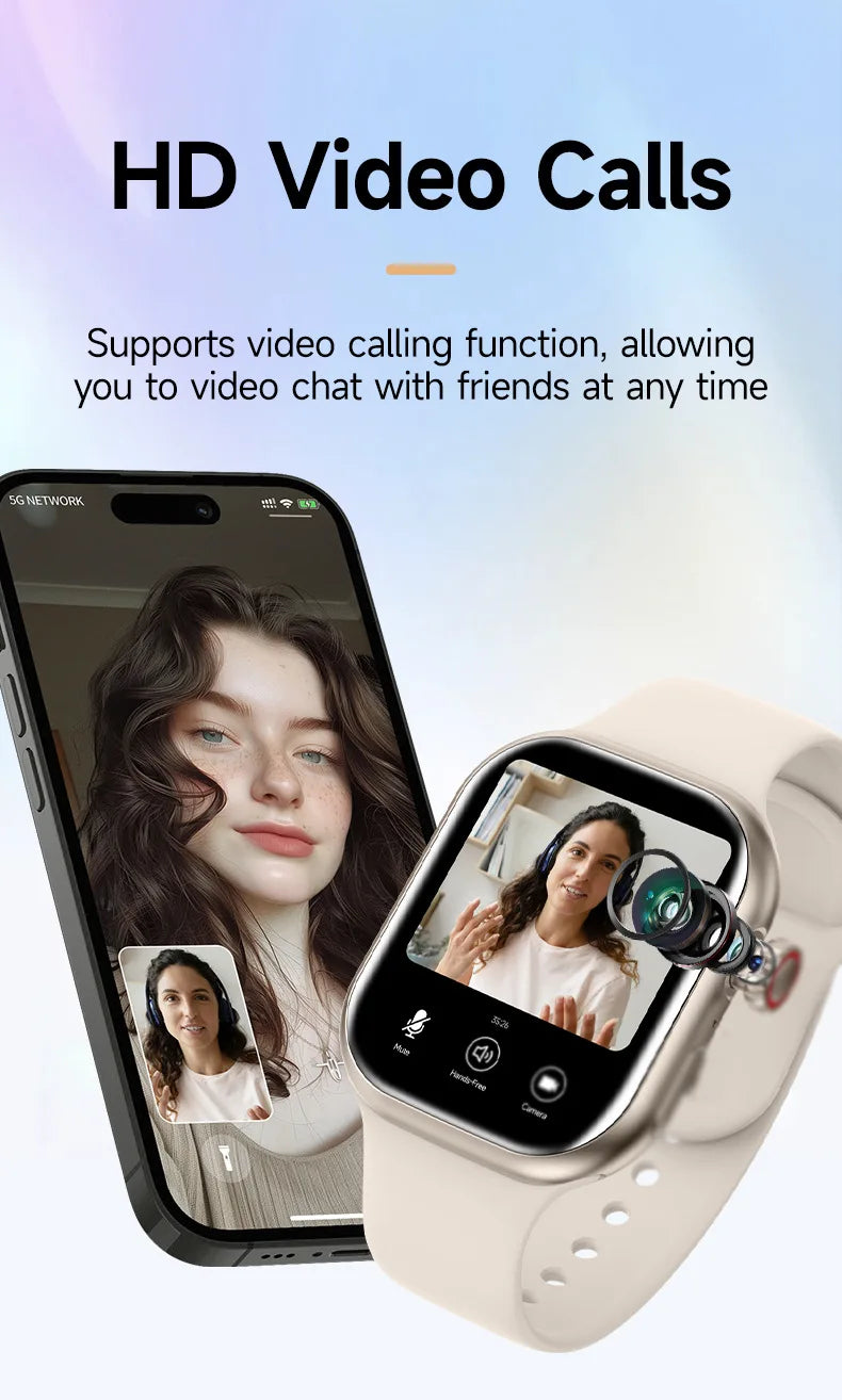 2026 Smart Watch Camera BT Call Heart Rate Fitness Tracker Waterproof iOS Android