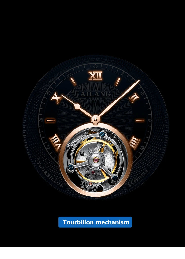AILANG new authentic luxury real tourbillon mechanical watch fashion business waterproof men's watch