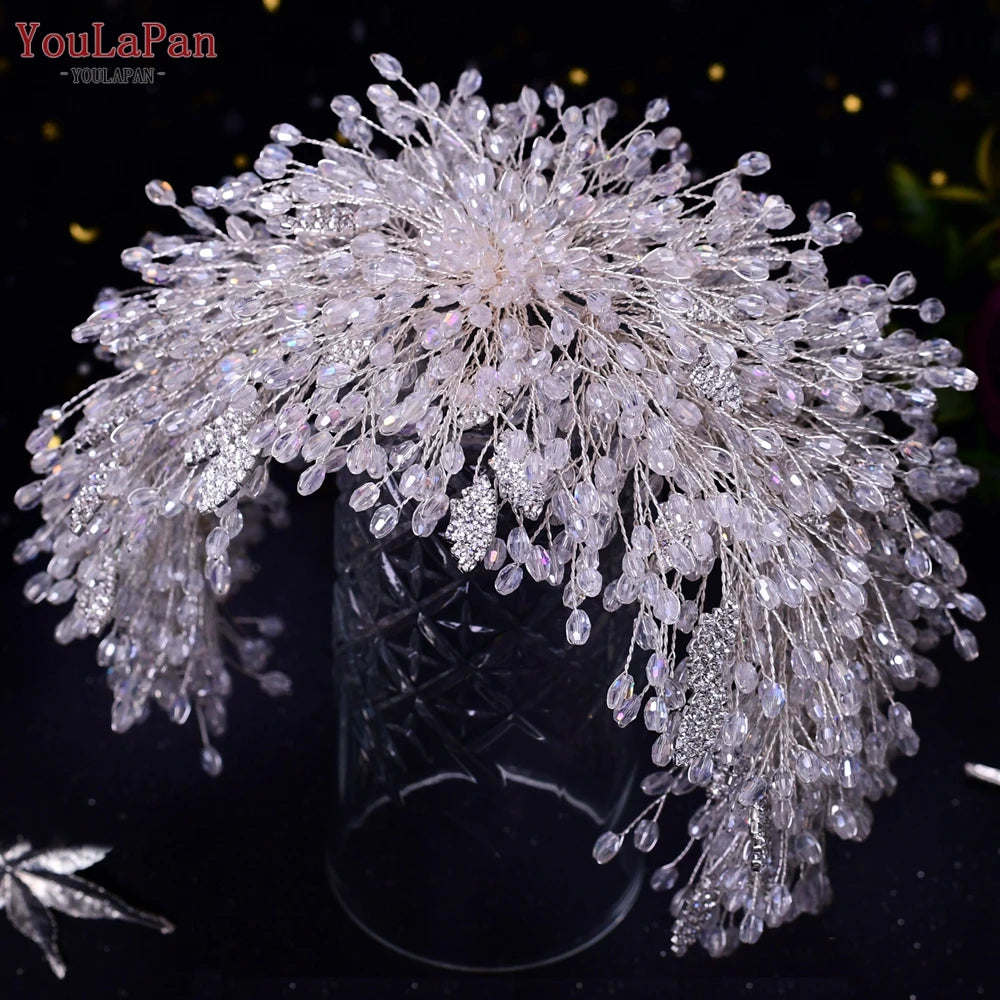 YouLaPan Bridal Hair Accessories Wedding Headband Rhinestone Headdress Bride Tiara Prom Wedding Hair Jewelry Queen Crown HP431