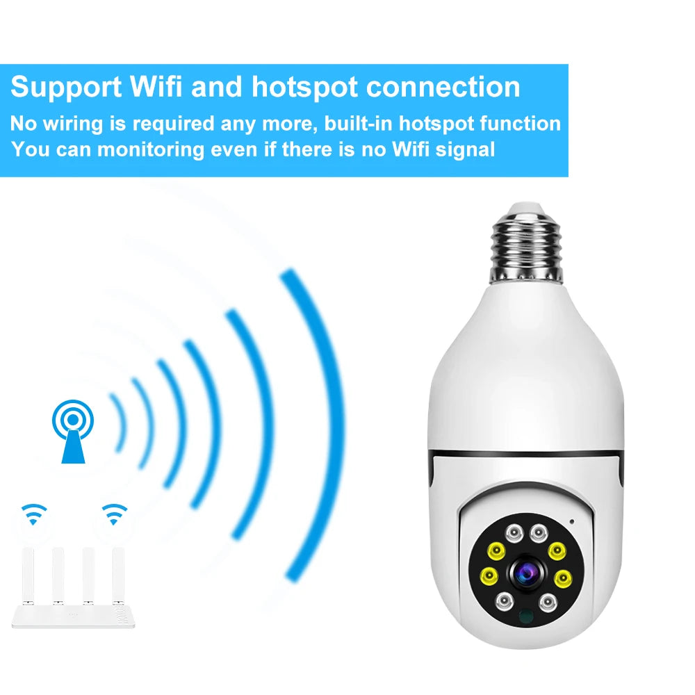 1080P Indoor E27 Holder Surveillance Ip Network Bombillo Foco Night Vision 360 Cctv Camara Wifi Ptz Camera Light Bulb