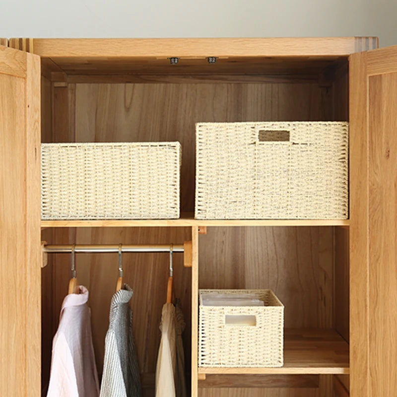 Home Woven Storage Basket Large Capacity Laundry Baskets Sundries Wardrobe Closet Organizer Clothes Toys Decor Panier Rangement