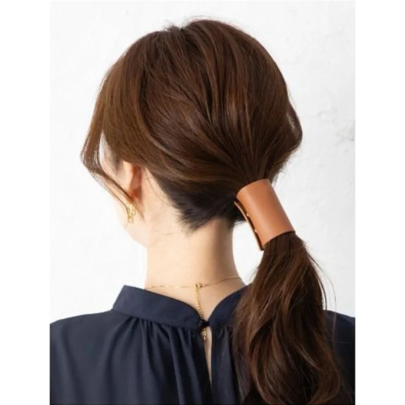 Woman Ponytail Accessories PU Hair Tie Headdress Punk Hair Accessories Leather Hair Scrunchies Hair Band