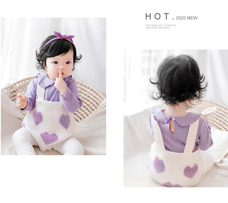MILANCEL baby girl clothes baby knit clothing set heart bodysuit baby sweaters 2 pcs baby suit  soft newborn clothes