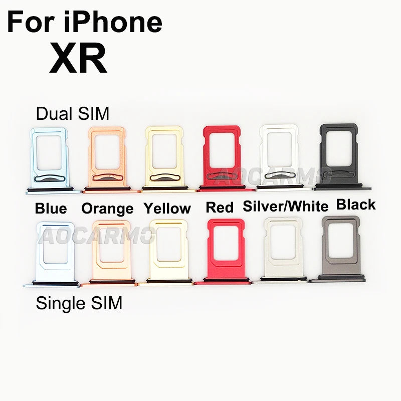 Aocarmo Single Double Sim Card Micro Holder Dual Sim Card Tray Slot For iPhone XR Replacement Part