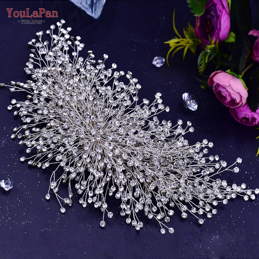 YouLaPan Bridal Hair Accessories Wedding Headband Rhinestone Headdress Bride Tiara Prom Wedding Hair Jewelry Queen Crown HP431