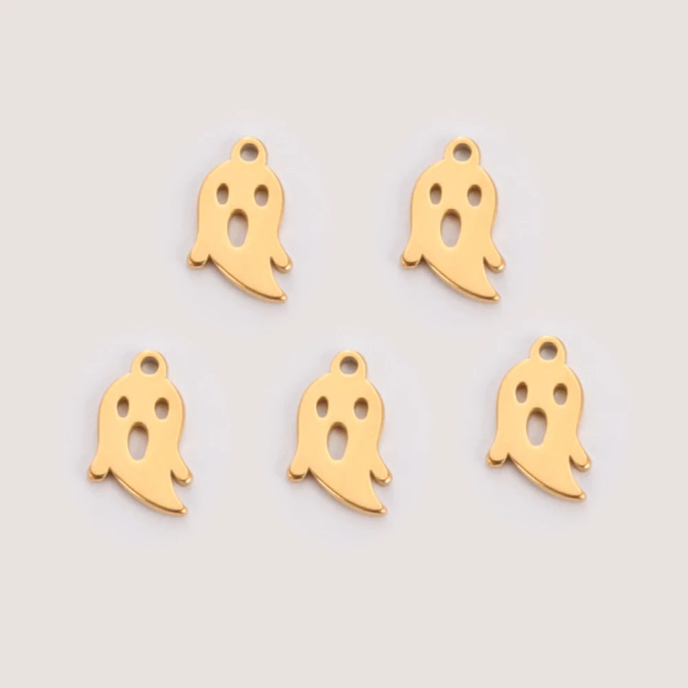 5pcs/lot Stainless Steel DIY Charms for Jewelry Making Ghost Squirrel Fish Bear Paw Animal Pendant for Necklace Bracelet Earring