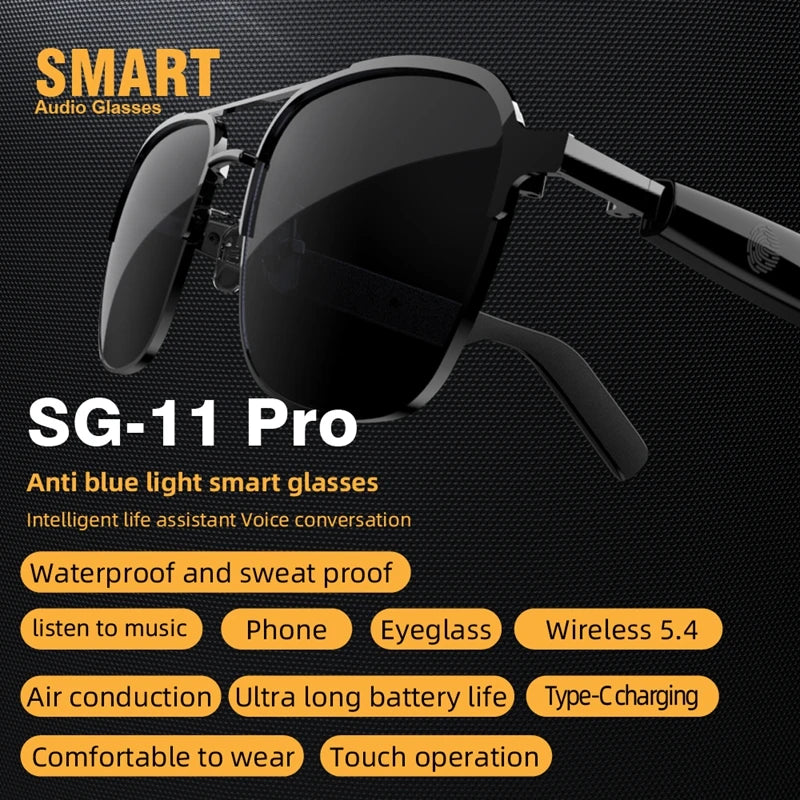 New Fashion SG-11 Smart Sunglasses Polarized Glasses Portable Music Stereo Wireless Headphone Sports Riding Sunglasses Earphones