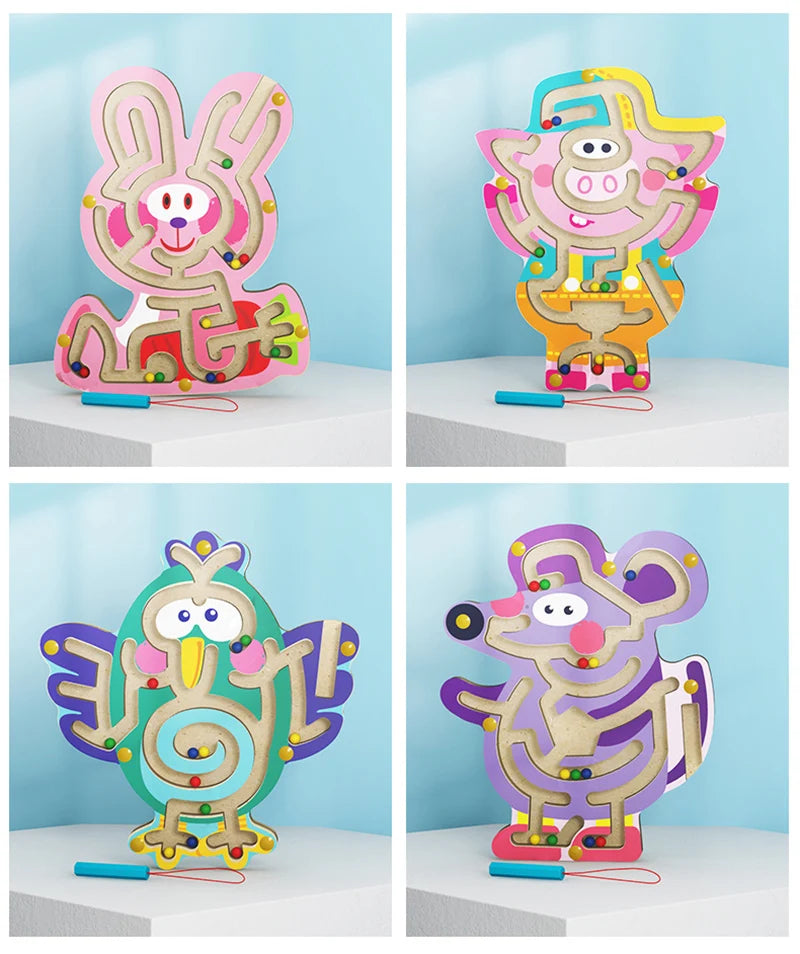 Baby Montessori Toys For Kids 2 to 4 Years Old Learning Educational Toys Children Magnetic Maze Busy Board Wooden Puzzle Game