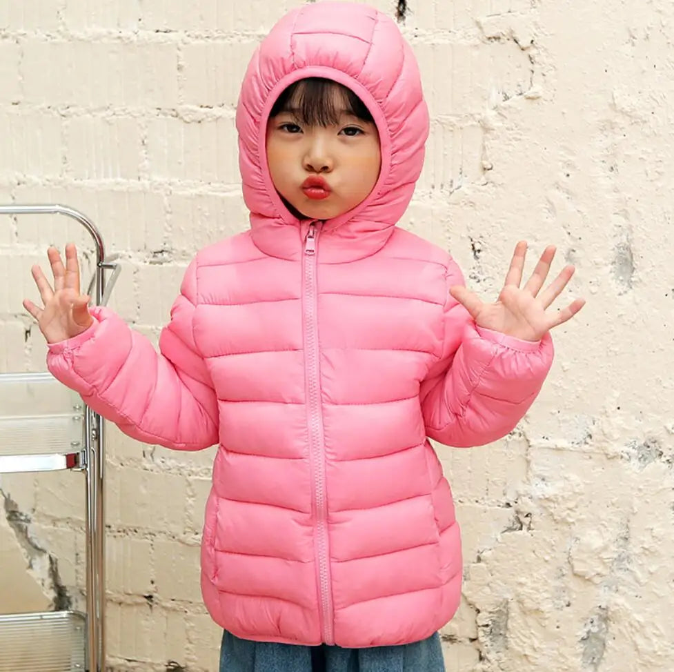 Girls Light Down Cotton Jacket Baby Boys Snowsuit Jackets Autumn Children Clothing 2-8 Years Fashion Kids Hooded Outerwear Coats