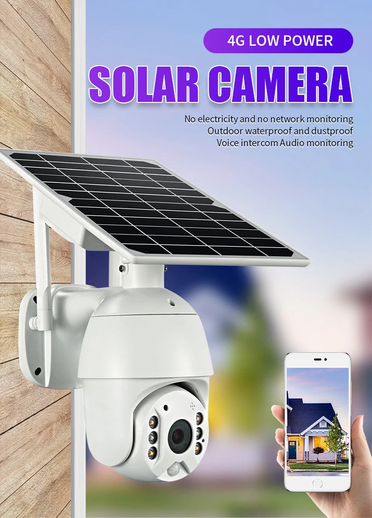 Outdoor Waterproof 4G WiFi IP CCTV Camera Smart Home Product with Solar Panel Power for Outdoor Security Use
