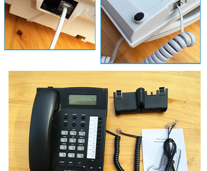 Desktop Corded Telephone, Wired Landline Phone for Home/Hotel/Office, Handsfree, with Blue Backlit, Caller ID, in English