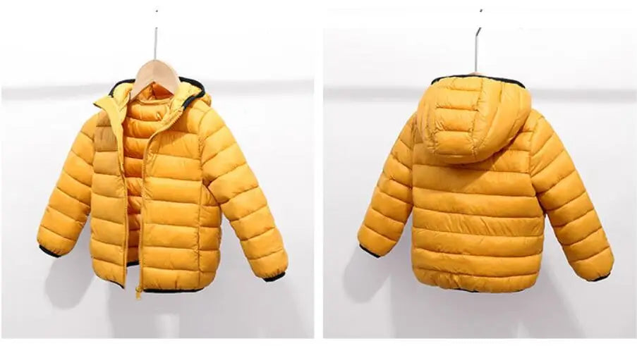 Girls Light Down Cotton Jacket Baby Boys Snowsuit Jackets Autumn Children Clothing 2-8 Years Fashion Kids Hooded Outerwear Coats