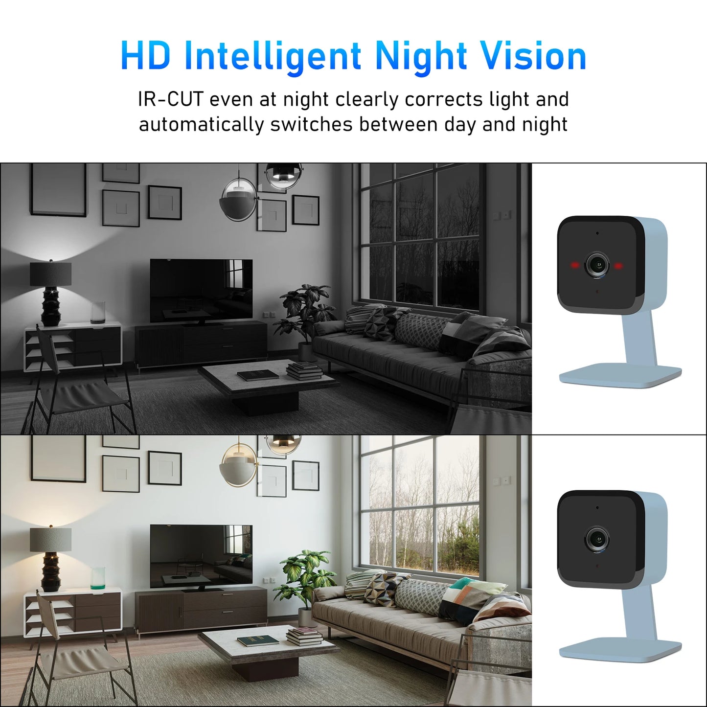 JideTech Wireless Indoor 2MP Square IP Camera Color Night Vision Wireless Camera Blue Color
