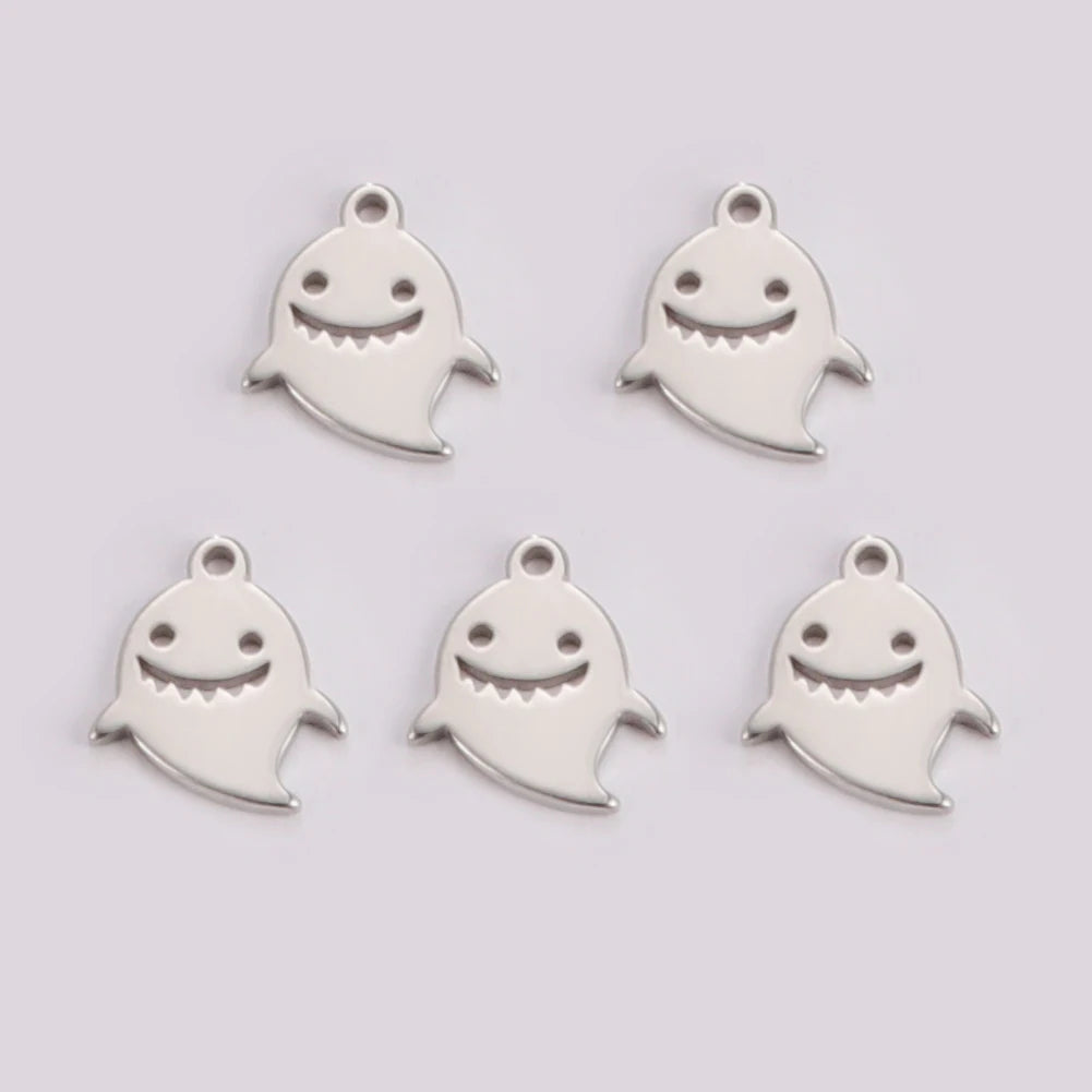 5pcs/lot Stainless Steel DIY Charms for Jewelry Making Ghost Squirrel Fish Bear Paw Animal Pendant for Necklace Bracelet Earring
