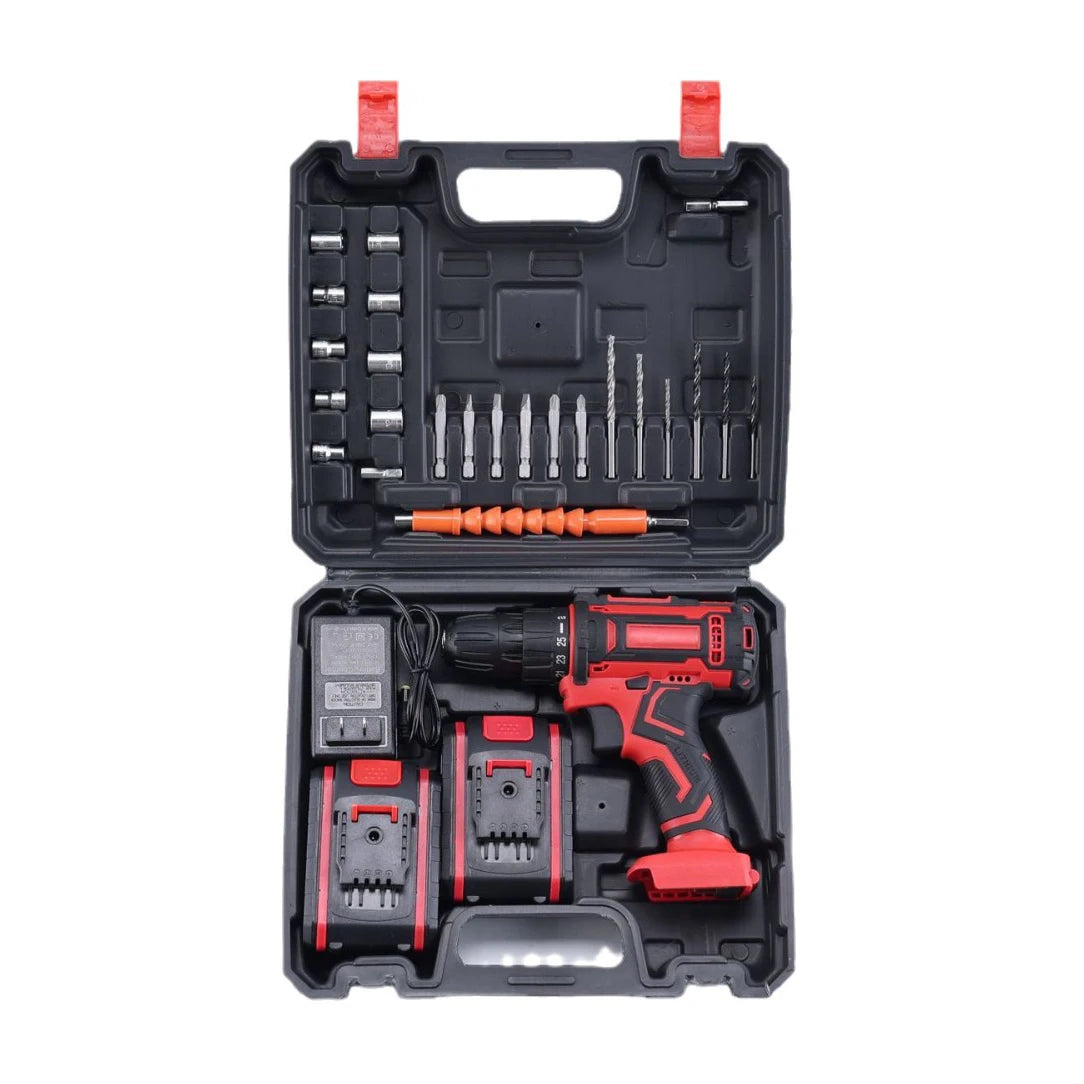 21V Two Speed Drill Set New Model Promotional Multi-Purpose Household Electric Screwdriver Red DIY Hand Drill OEM Customization