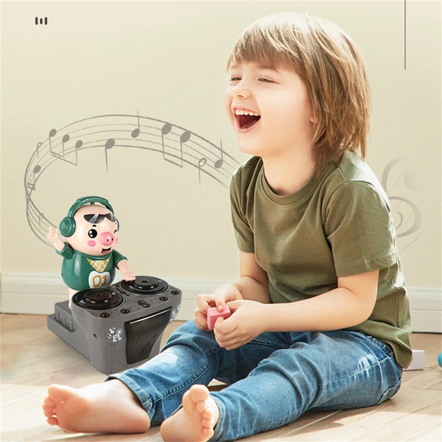 DJ DJing Pig Toy Dynamic Music Light Electric Swing Pig Dancing Little Cute Pig Children's Toy  Funny Christmas Gifts