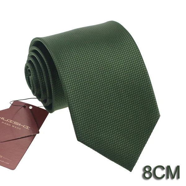 HUISHI 8CM Men's Solid Dark Blue Color Neck Tie 6cm Waterproof Jacquard Necktie Daily Wear Cravat Wedding Party For Men