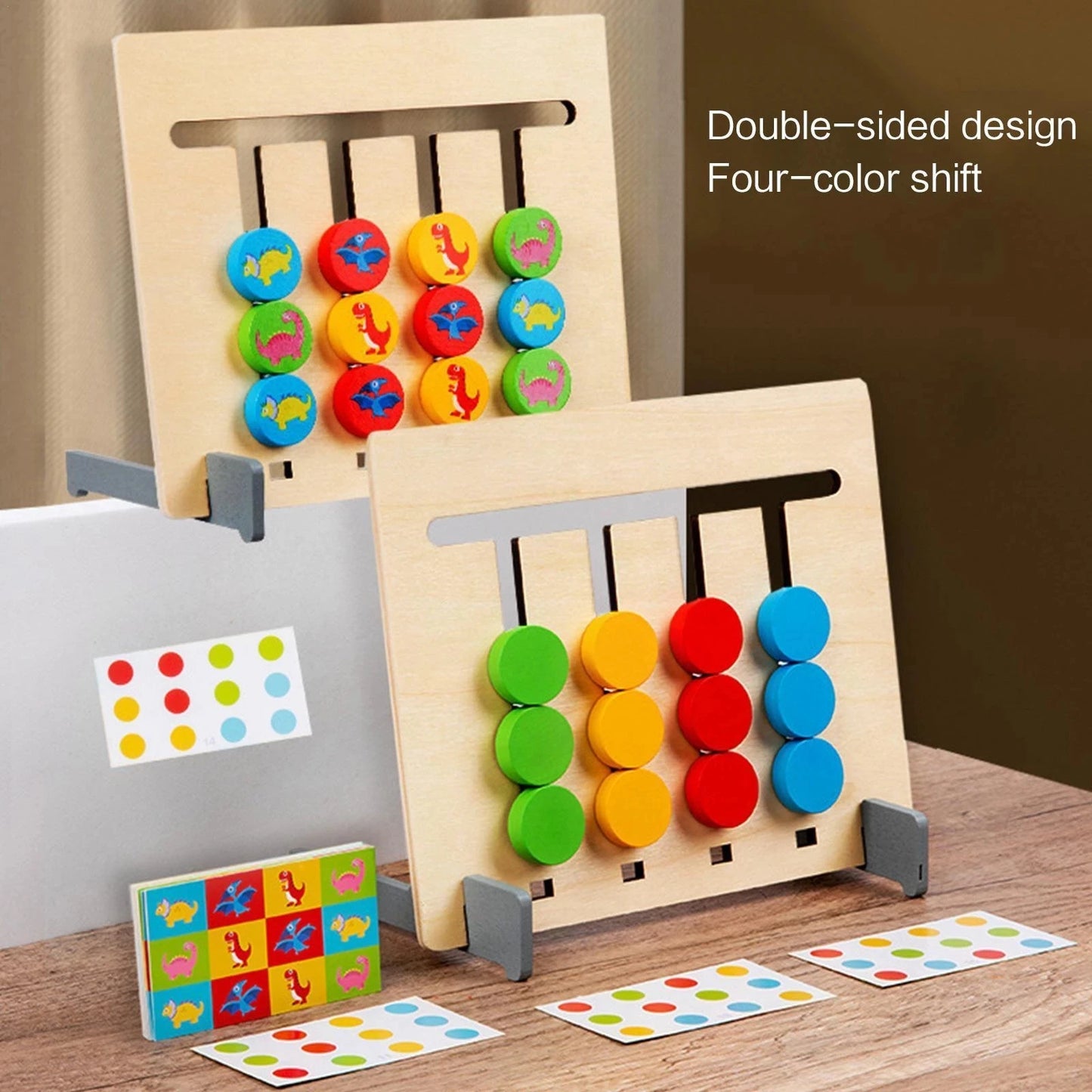 Wooden Math Educational Connect Four Color Line up Classic Double Sided Matching Game Logical Reasoning Training Montessori Toys