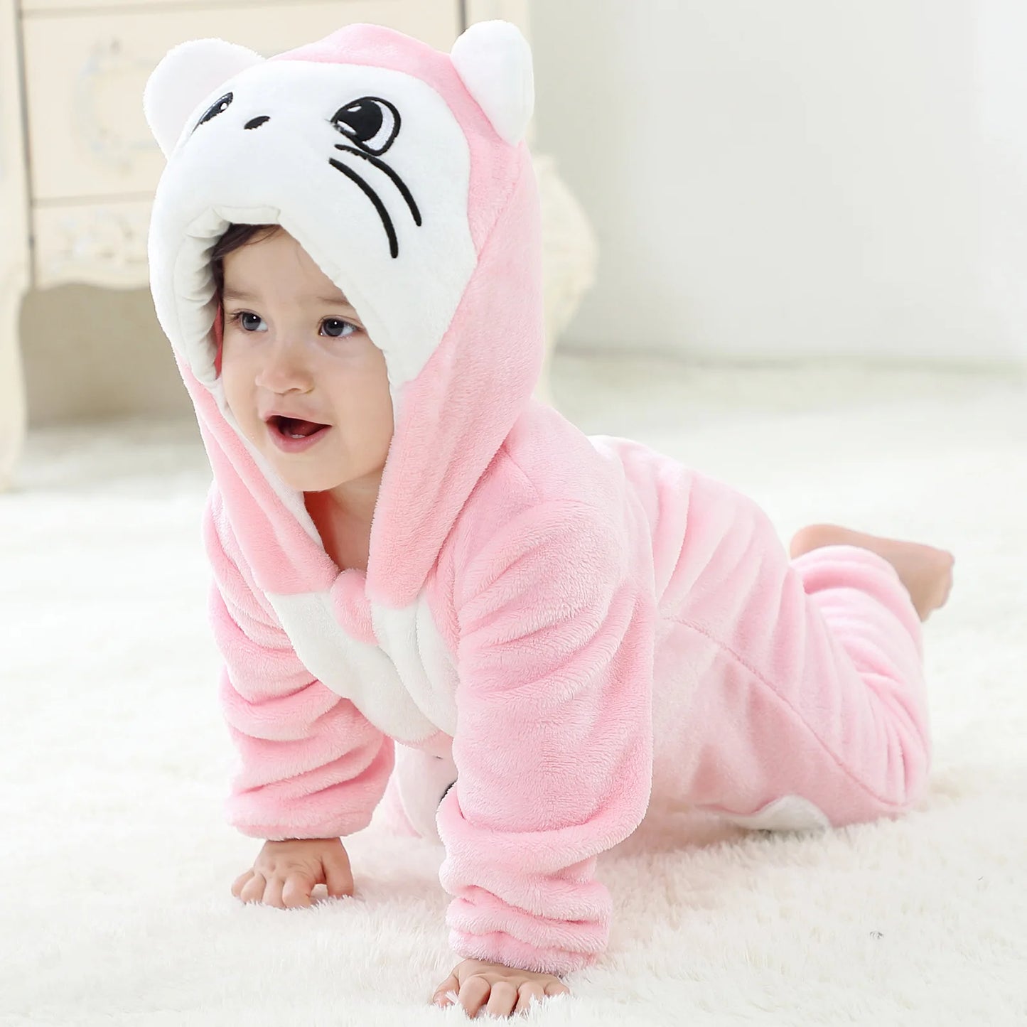 Baby Kigurumi Penguin Lion Cat Animal Cosplay Costume Winter Plush Jumpsuit for Toddler Boys 1 to 2 3 4 Years Baby Girl Outfits