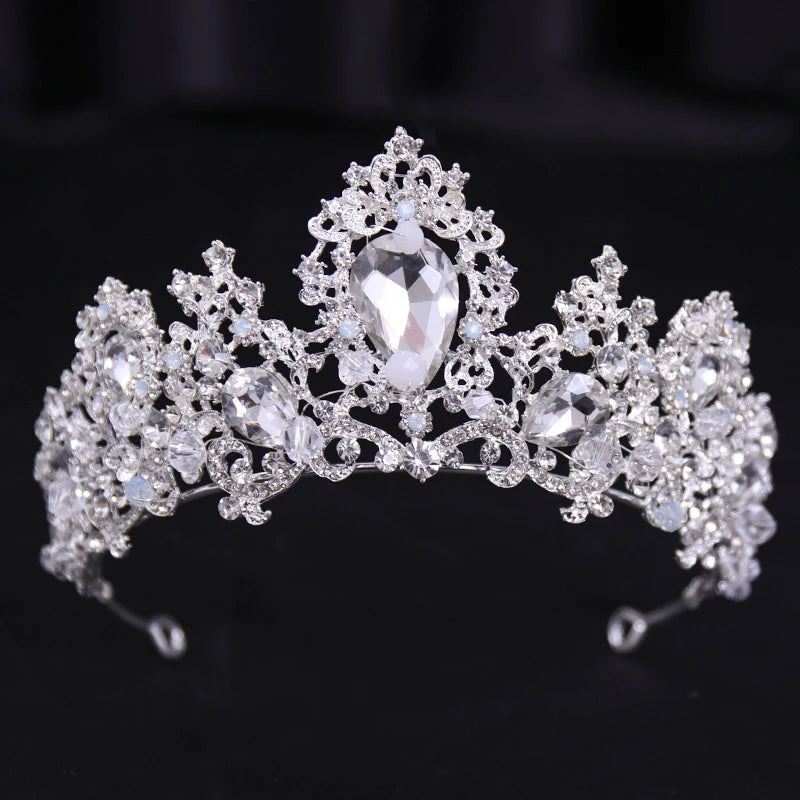 Bridal Wedding Hair Accessories Silver Crystal Hair crown alloy diamond crown women's fashion high-end atmospheric headdress