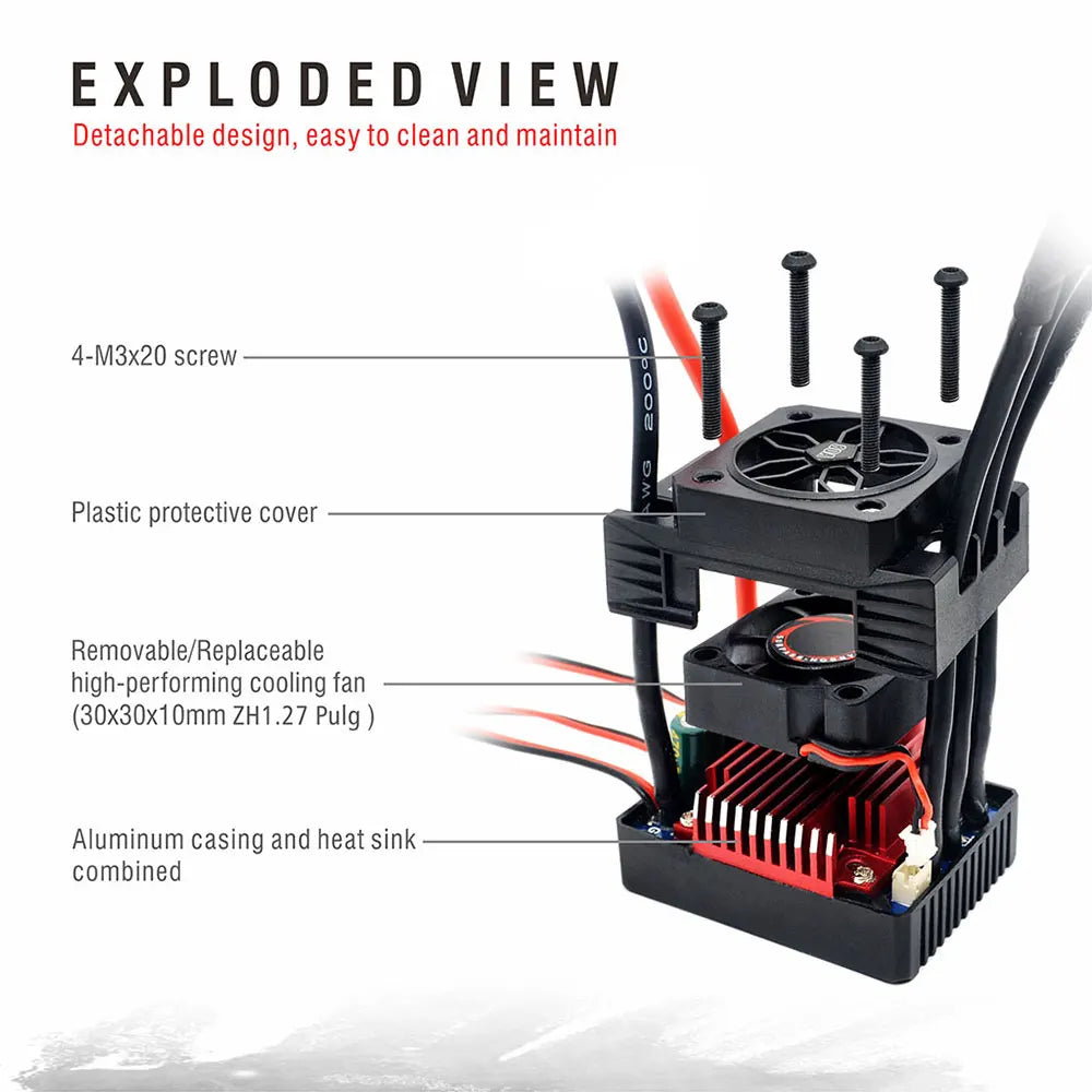 Rocket V2 Waterproof 3665 3800KV 3150KV 2750KV 2200KV Brushless Motor with 80A ESC for RC Car 1/10 Motor RC Rock Crawle