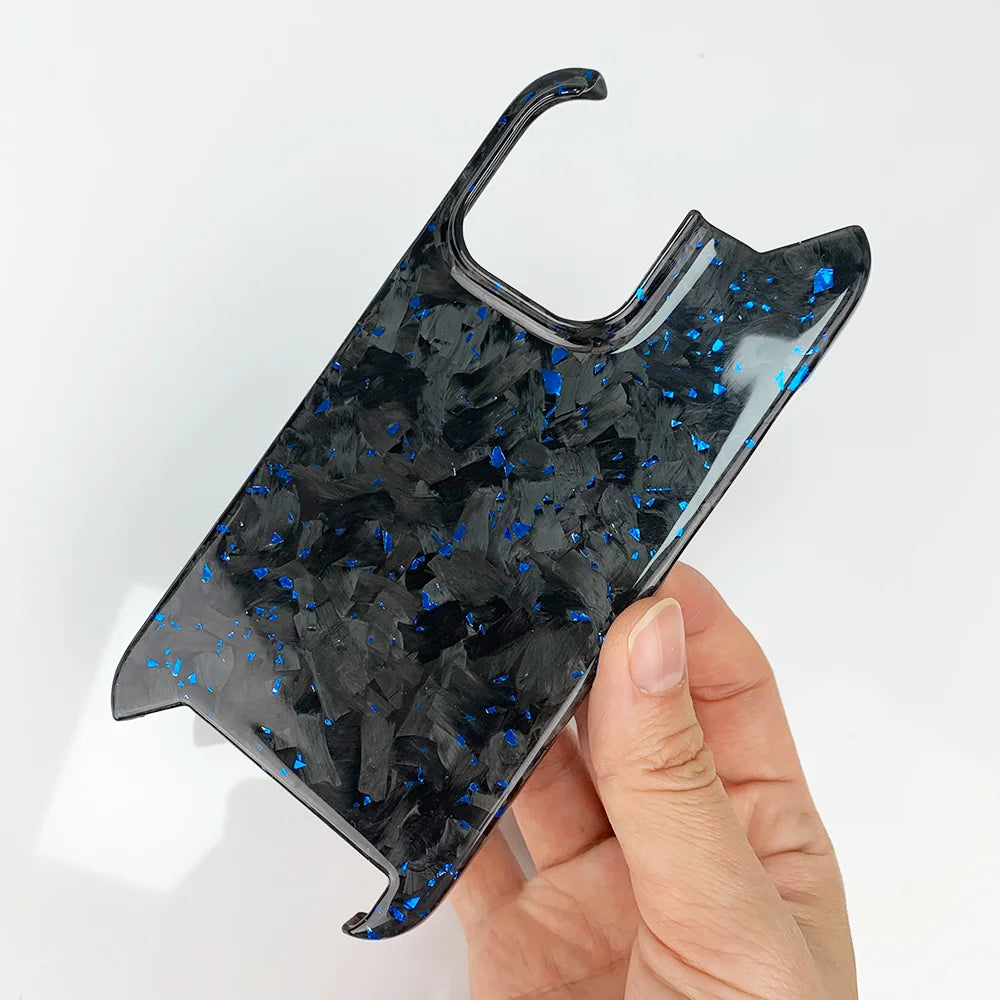 Wholesale Luxury Forged Blue Gold Carbon Fiber Phone Case Cover for iPhone 16 Pro Max Slim Mobile Phone Shell