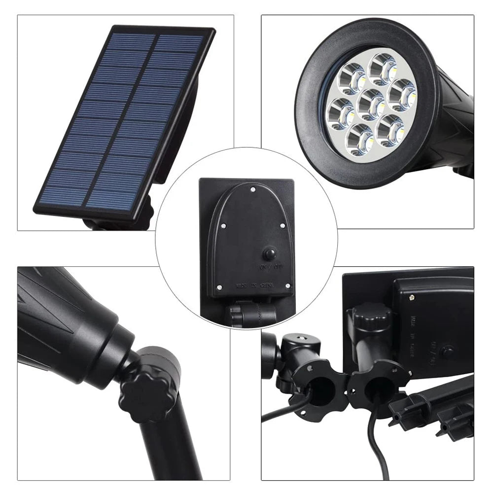 T-SUN 7LEDS Solar Spotlight IP65 Waterproof Solar Garden Light Solar Wall Light Solar Light With Fixed Color Solar Lamp Outdoor