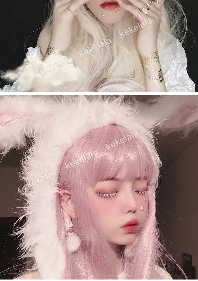 2 Pairs/Set 3D White Eyelashes Clear Band Snow Color Eye Lashes Cosplay Halloween Manga Lashes Makeup Up and Lower Bottom Lashes