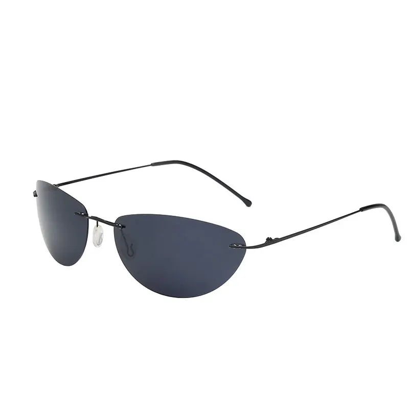 Fashion Rimless Square Sunglasses Mens Rectangle Photochromic Polarized Driving Sunglasses Oval Sun glasses UV400