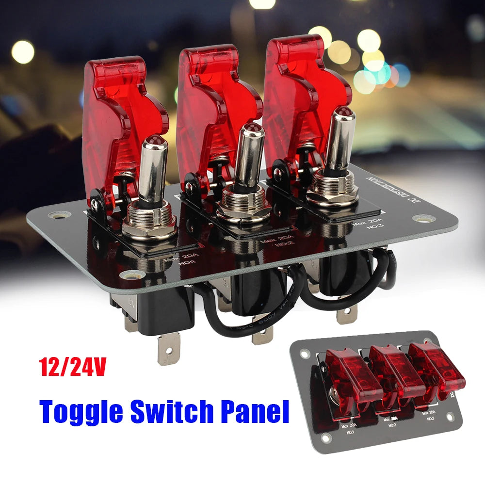 24V 12V Rocker Switch Panel Racing Car Start Button Ignition Starter Light Toggle 20A Fuse Accessories For Boat Truck Trailer RV