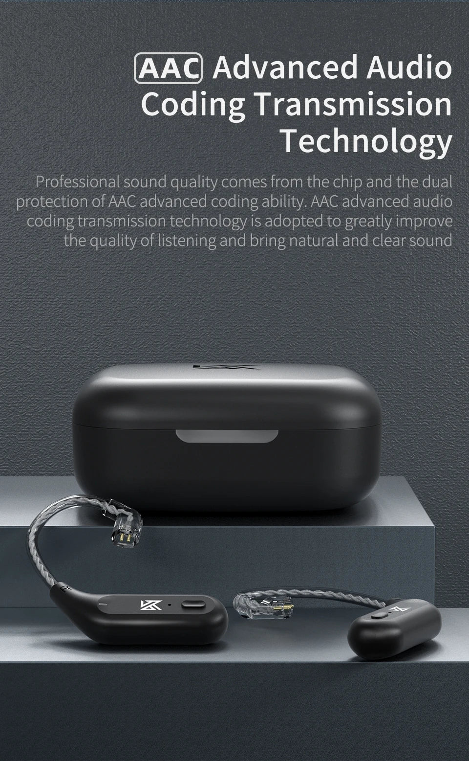 KZ AZ09 HD Bluetooth 5.2 Wireless Upgrade Cable Bluetooth Module HIFI Wireless Ear Hook Connector With Charging Case Z3 S2 Z1PRO