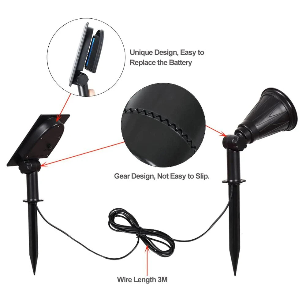 T-SUN 7LEDS Solar Spotlight IP65 Waterproof Solar Garden Light Solar Wall Light Solar Light With Fixed Color Solar Lamp Outdoor