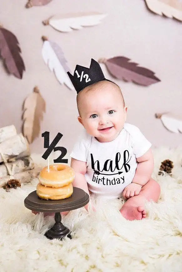One half birthday rompers Half brithday shirt 1/2 Half Birthday one-piece Boy half birthday outfits Gender Neutral Baby Gift