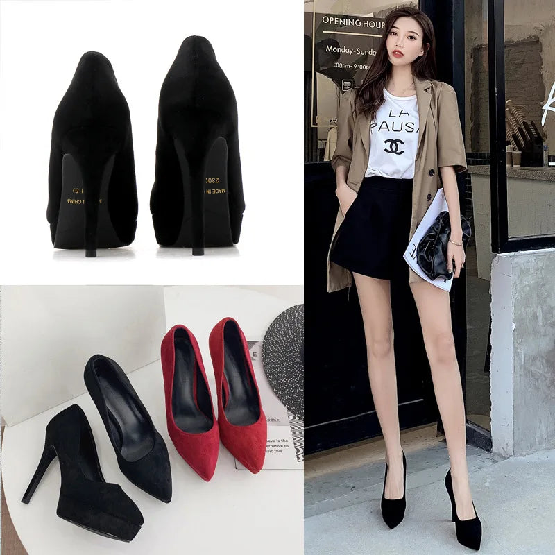 Hot Sell Retail New on Design Sexy Women Footwear Pointed Toe Thin Chaussure Platform High Heels