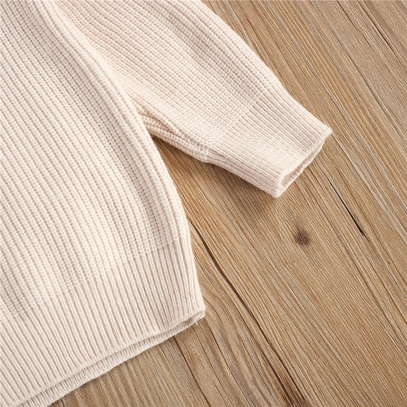 MOQ 1 Casual Kids Girl Boys Knit Sweaters Autumn Winter Loose Jumpers Children Round Collar Long Sleeve Pullover-Tops 0-6Y