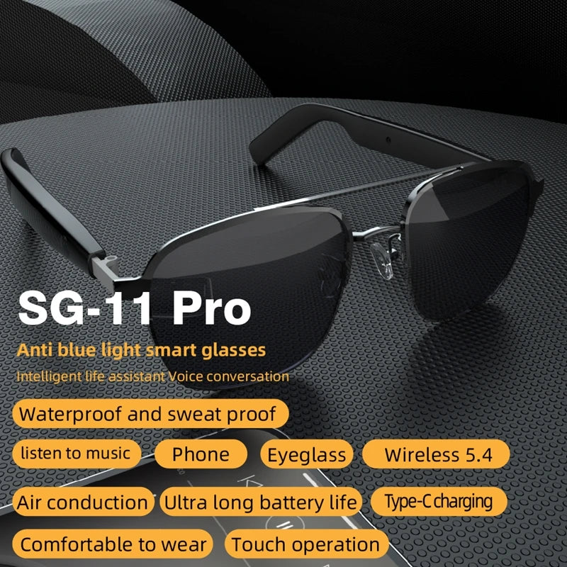 New Fashion SG-11 Smart Sunglasses Polarized Glasses Portable Music Stereo Wireless Headphone Sports Riding Sunglasses Earphones