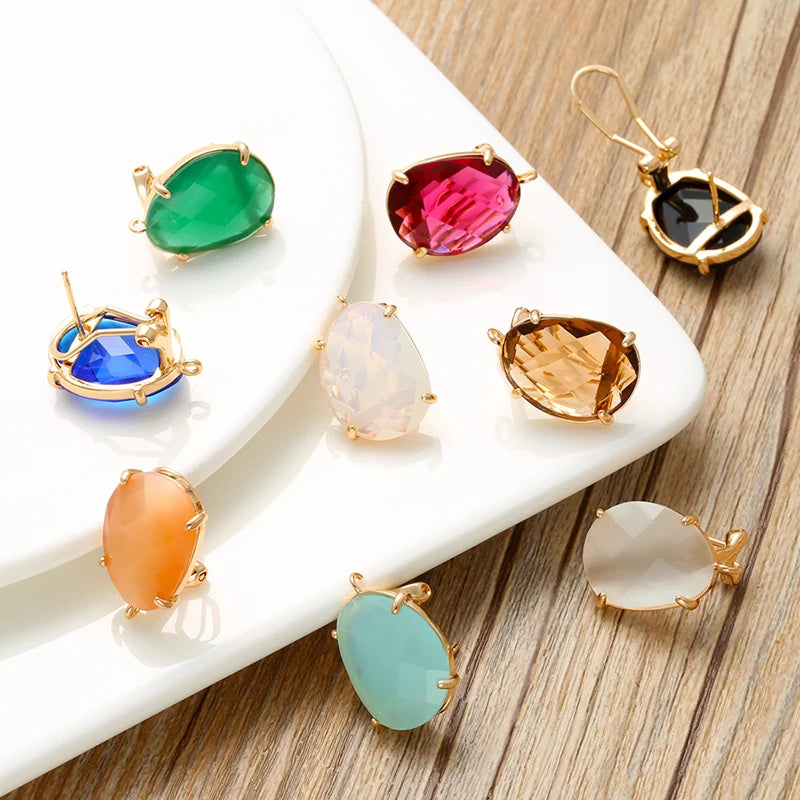 ZHUKOU 16x22mm high quality crystal cobblestone stud earrings for women earrings model:VE66