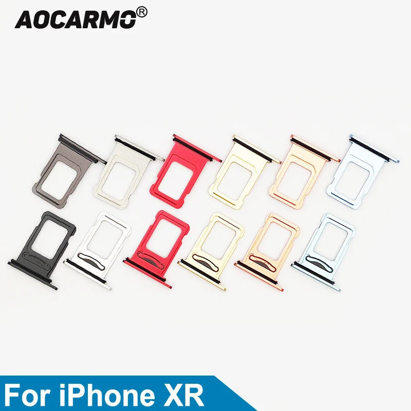 Aocarmo Single Double Sim Card Micro Holder Dual Sim Card Tray Slot For iPhone XR Replacement Part