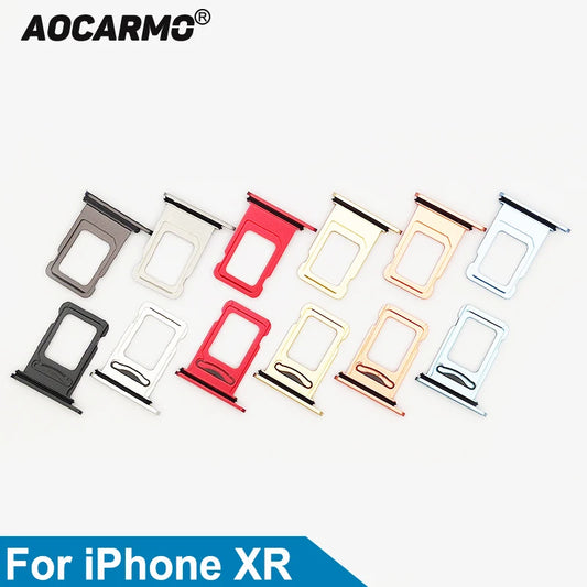 Aocarmo Single Double Sim Card Micro Holder Dual Sim Card Tray Slot For iPhone XR Replacement Part