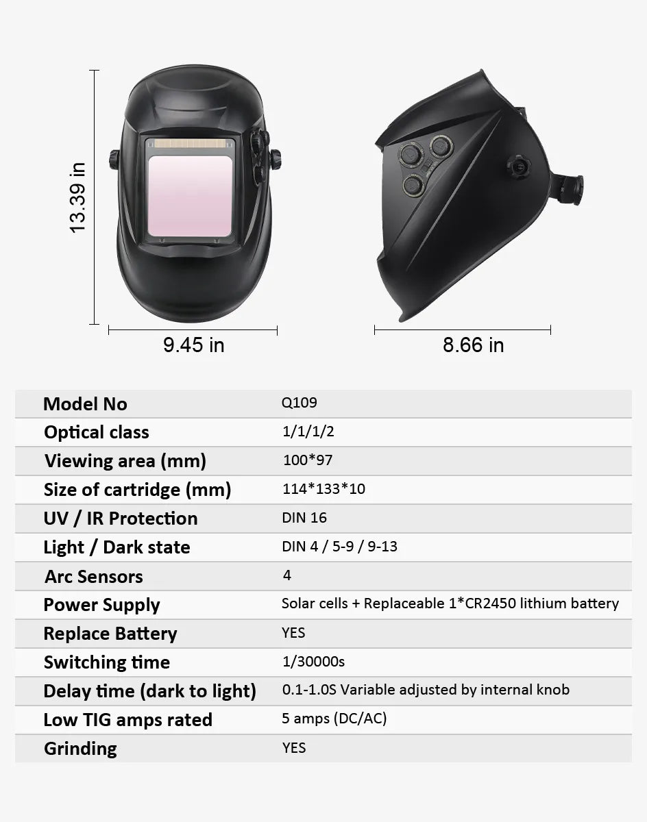Big View Filter Welding Helmet Mask Goggles 1112 Welder Cap Large Windows 1/30000s Auto Darkening Welding Helmet mascara soldar