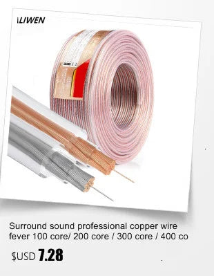 HUALIWEN DIY HIFI Audio Cable Oxygen Free Pure Copper Speaker Cable For Car Audio Home Theater Audio Wire Soft Touch Cable