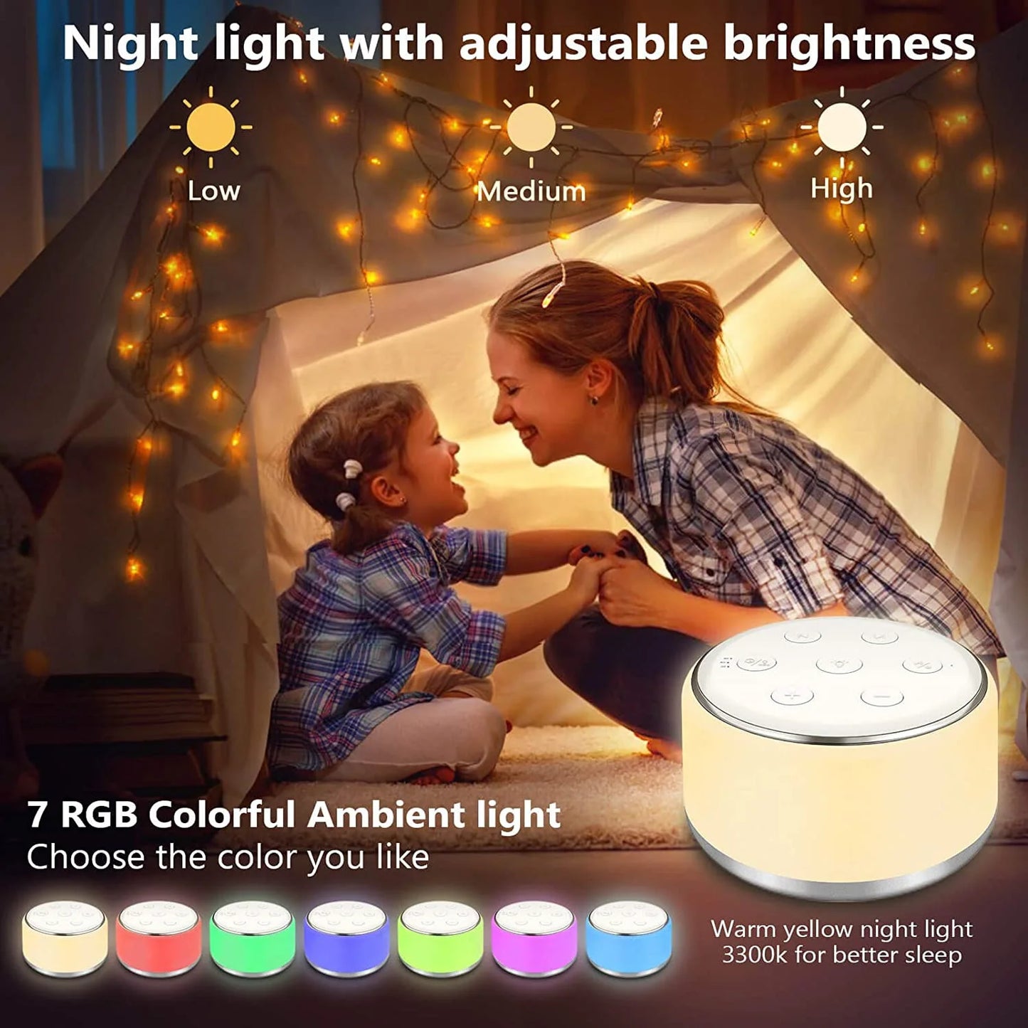 Wholesale Nature Soothing Sound Machine With LED Colorful Light for Baby Sleep Sound Therapy White Noise Sound Machine