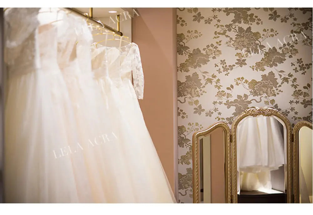 LelaAcra 3D Flowers Wedding Dress 2026 Long Sleeve Sweetheart Luxury Ball Gown Princess Bride SM161 Plus Size Vestido de Noiva