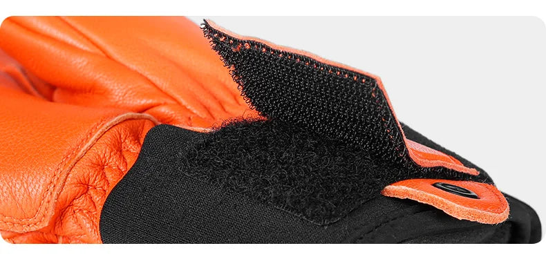 KUTOOK Goatskin Leather Ski Gloves Mittens Waterproof Thicken Winter Snow Snowboard Gloves Thermal Warm Skiing Gloves for Men