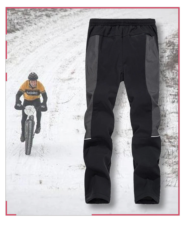 QUESHARK Men Women Thicked Warm Fleece Cycling Pants Windproof Waterproof  MTB Road Bike Bicycle Camping Trekking Trousers