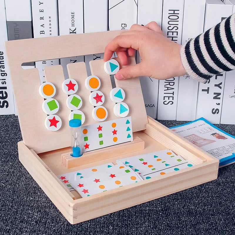 Wooden Math Educational Connect Four Color Line up Classic Double Sided Matching Game Logical Reasoning Training Montessori Toys