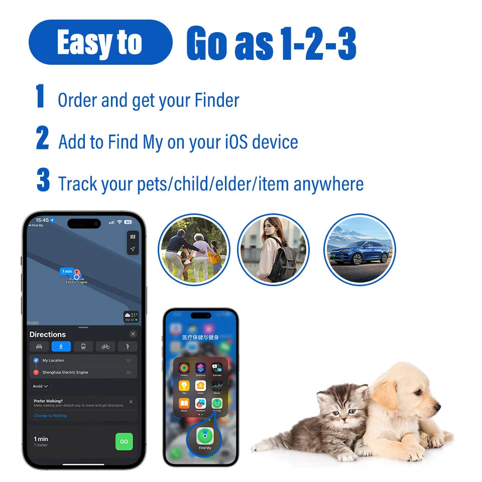 IOS MFi Certified Smart GPS Tracker Locator for Pets Patients Air Locator Wallet Luggage Bluetooth Mini Tracker GPS