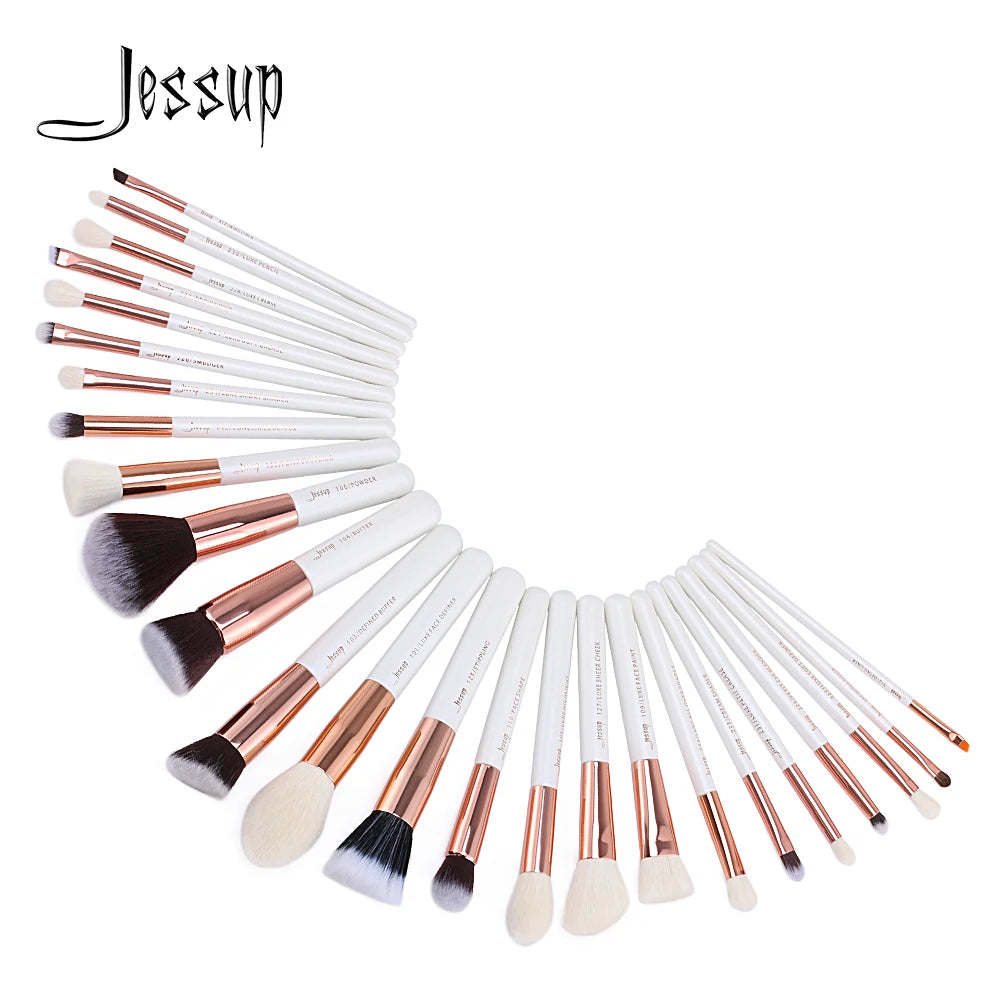 Jessup Makeup Brushes Set Dropshipping Pearl-White-Rose-Gold Pinceaux Maquillage Cosmetic Tools Eyeshadow Powder Definer 6-25pcs